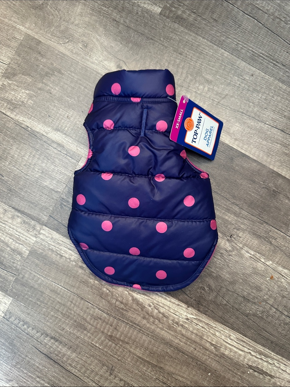 Brand New Top Paw Dog Apparel Polka Dot Puffer Vest for dogs in size XX-Small